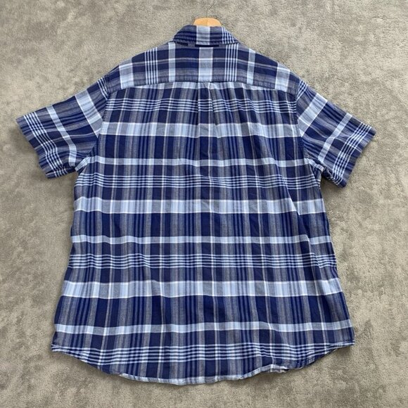 Vineyard Vines Tucker Shirt Mens Large Classic Fit Blue Plaid Casual Camp - Picture 9 of 9